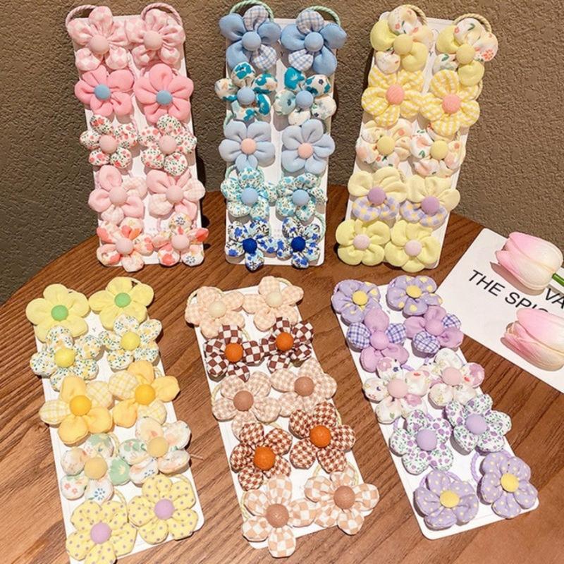 Product Introduction of 10Pcs Flower Hair Rope Korean Colorful Kids Hair Tie Cartoon Children's Head Rope Fashionable Candy Colored Girl Hair Accessories 7