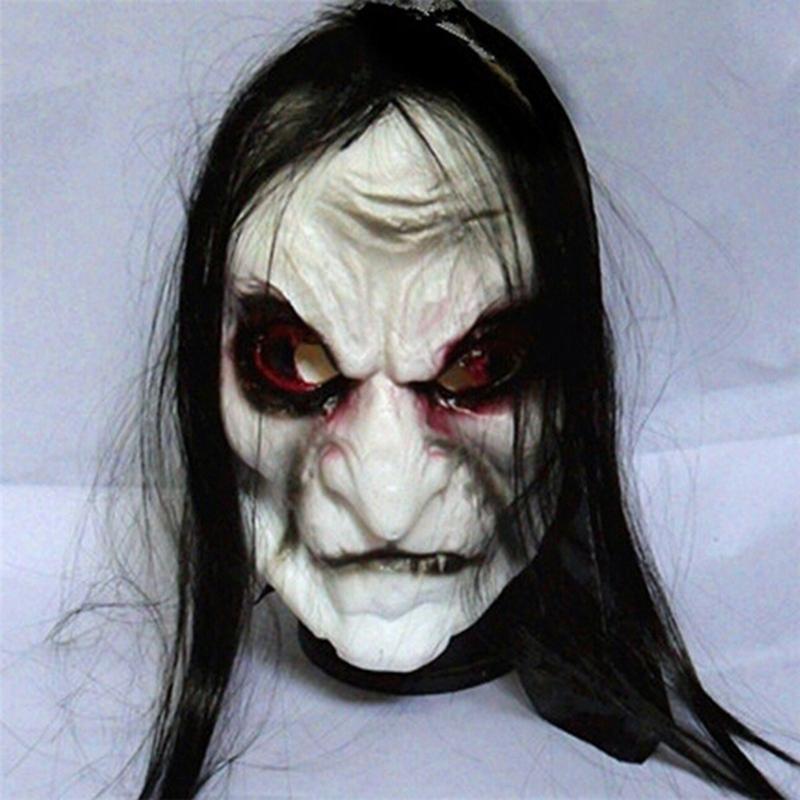 Dag-Mặt Nạ Ma Cho Halloween, Zombie Đáng Sợ Với Tóc Đen, Thoáng Khí, Ngôi Nhà Ma Ám, Đạo Cụ 0