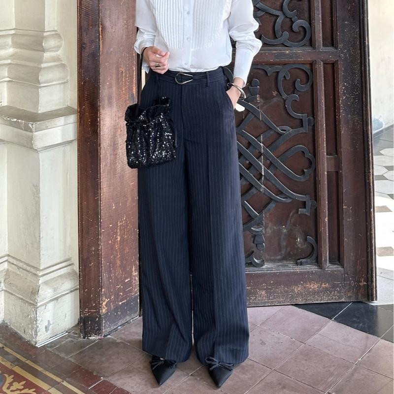 Quần suông nữ cạp cao kèm đai MONO TALK_MOF25S-B30009TK