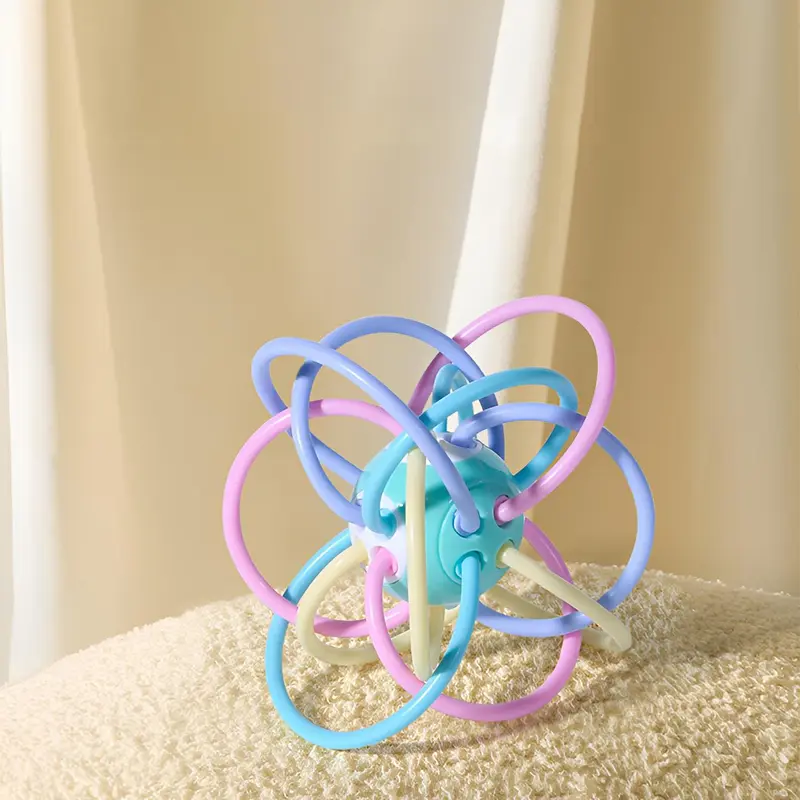 Random Color Baby Teething Manhattan Ball, Safe Colorful Baby Soothing Teether Ball, Colorful Baby Teething Toy, Newborn Teether, Infant Tactile Training Teething Toy Ball 8