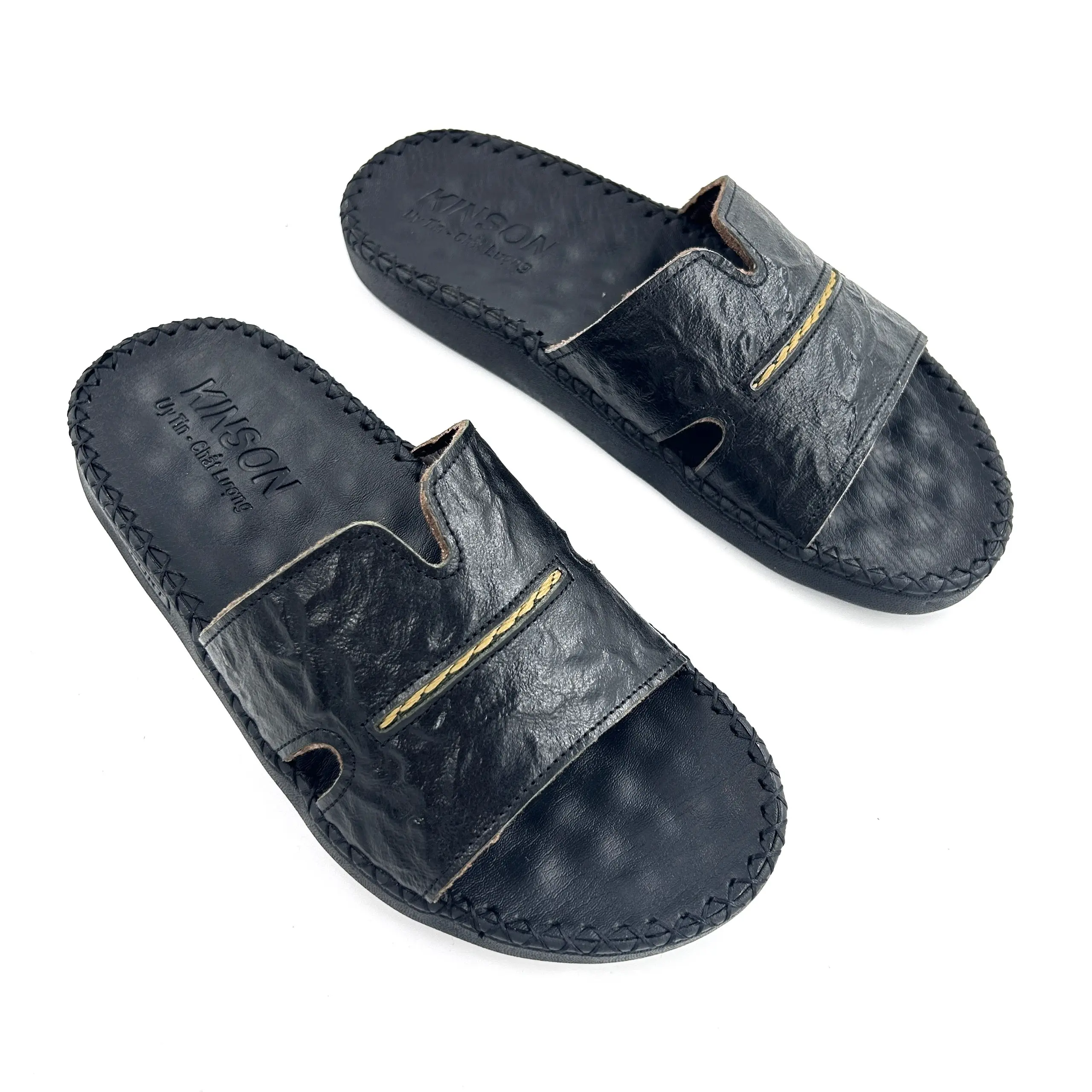 KINSON SHOP Dép Da BÒ nam quai ngang chữ K, đế đúc dẻo, êm chân, đủ size 39-43 Bao Test DéP Sandal Jean Đế Bằng Jean Đế Bằng Đồng vừa hạt dép  doctor