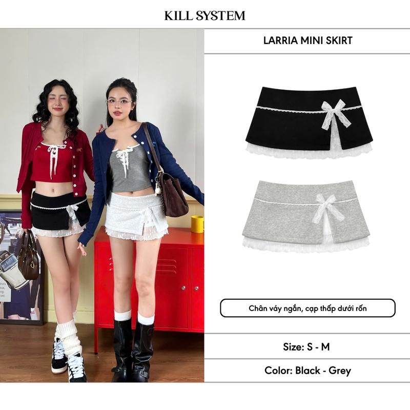 [GIẢM 30%] KILLSYSTEM - Chân váy nỉ cạp thấp LARRIA tôn dáng. Dành Cho Nữ Phong Cách Hàn Quốc 2025