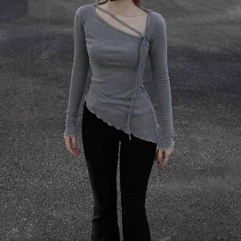 Áo body tay dài cổ lệch vạt chéo dây rời Slay Girl