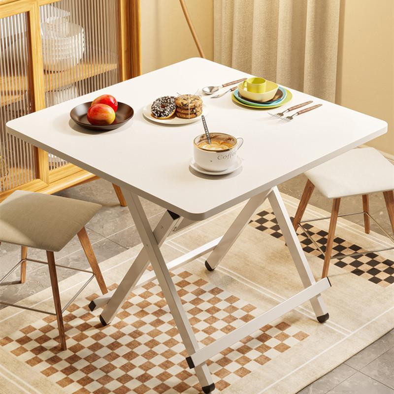 XiaoZhou-Foldable Dining Table - Warm White, 70x70x72cm, Artificial Plate, 25kg Load 1