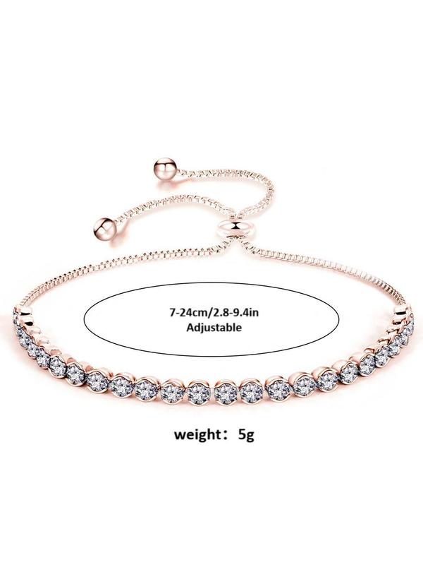 Adjustable Zircon Decor Bracelet, Fashionable Jewelry for Women & Girls, Trendy All-match & Exquisite Jewelry for Birthday Gift 1