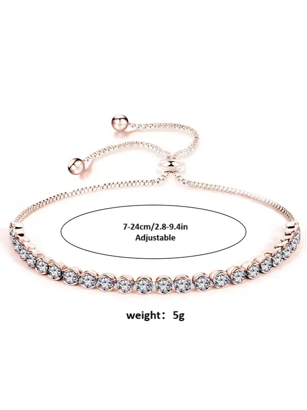Adjustable Zircon Decor Bracelet, Fashionable Jewelry for Women & Girls, Trendy All-match & Exquisite Jewelry for Birthday Gift 1