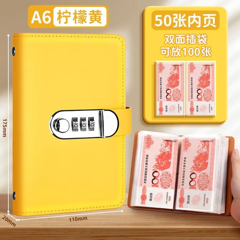 Sách Tiết Kiệm Tiền Mặt, Khóa Mật Khẩu, Mới, Kẹp Tiền Mặt, Sách Lưu Trữ Tiền Mặt, Sách Kế Toán, Tiết Kiệm Tiền, Có Thể Đựng Tiền, Tiền Giấy 8