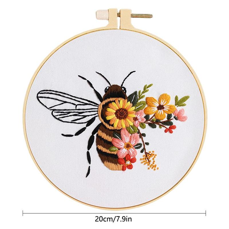 Bee Pattern Embroidery Kit for Beginner, 4 Counts/set DIY Embroidery Art Crafts with Accessories, Embroidery Supplies for Home Decor 1