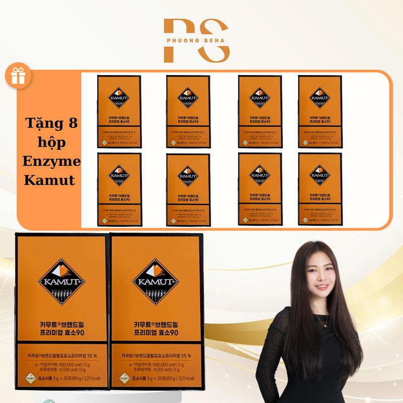 (MUA 2 TẶNG 8) SN1184 - Combo 10 hộp bột enzym kamut hỗ trợ thanh lọc cơ thể Phiên bản đặc biệt Phương Sena x Grain On Wheat Premium 900.000 unit 20 gói *10