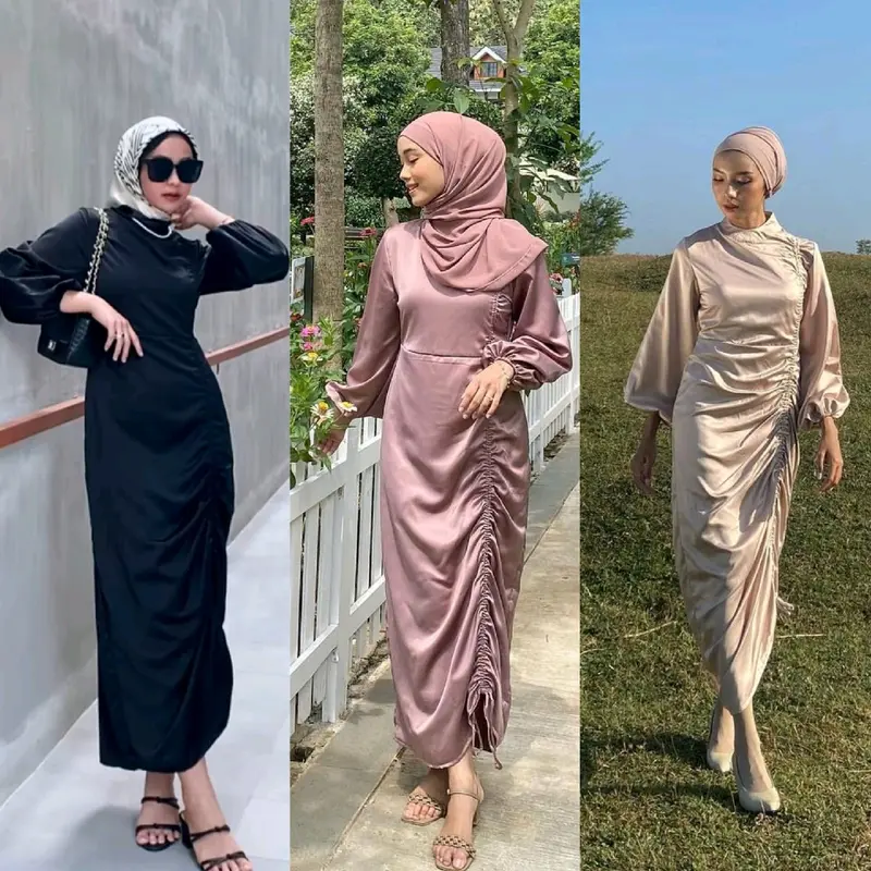 andini dress (READY STOK) silk dress pemium velvet satin dress gaun bridesmaids dress serut silk simple kekinian maxmara dress lamaran dress kondangan dress jumbo bigsize upsize 0