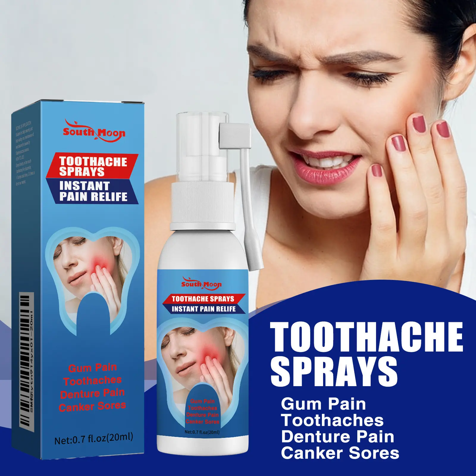 Xịt đau răng, 20ml, cho đau răng, sâu răng, răng gãy, sưng và đau nướu răng