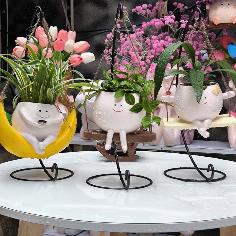 Combo GIÁ TREO và chậu xích đu FREESHIP bộ sản phẩm để bàn cute chau trong chậu  cây