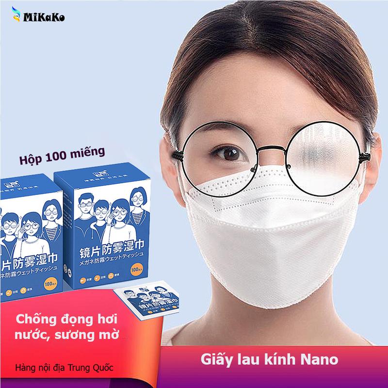 Khăn lau kính Nano hộp 100 miếng khăn giấy chống bám hơi nước lau sạch nhờn vân tay bụi bẩn trên mắt kính điện thoại laptop máy ảnh