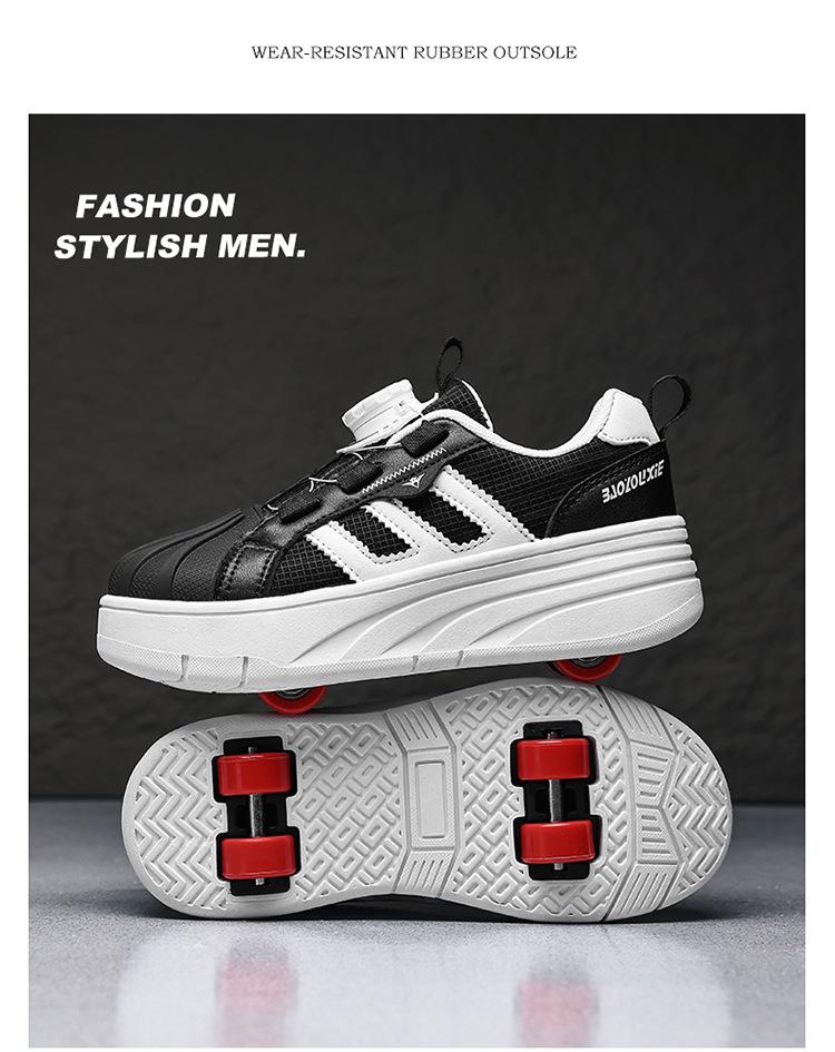 Product Introduction of Factory Direct Sale 2024 New Style Heelys Shoes Mesh Girls' Children's Roller Shoes Four-Wheel Double-Row Shoes 16