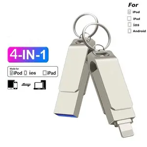 1TB Flashdisk OTG for iPhone Komputer iOS, iPad, PC USB 3.0, 2 IN 1, ,Venda Quente, Prata OTG Pen Drive