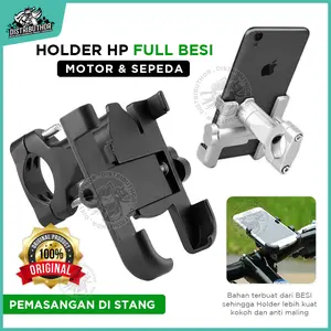 Holder Hp Motor Besi Stang Full Alumunium Dudukan Penahan Hape Sandaran Penyangga Pegangan Handphone di sepeda kuat awet aman anti maling Phone Stand NB22 Logam