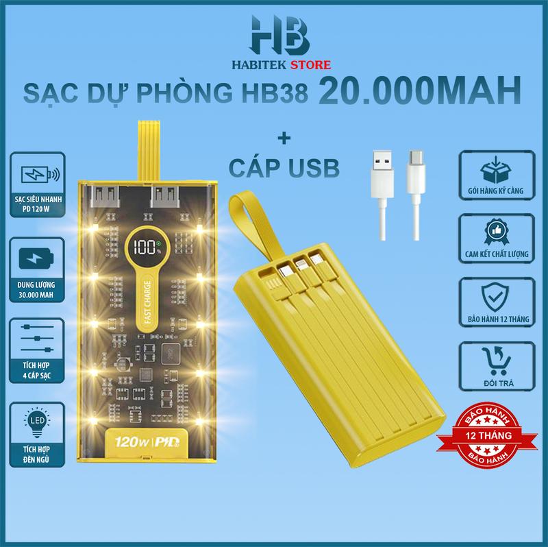 Sạc Dự Phòng 20.000MAH , Sạc Nhanh PD 66W/20W , Thiết Kế Trong Suốt, Có Đồng Hồ Hiển Thị Hiệu Điện Thế U (V), Cường Độ Dòng Điện I (Ampe) Có Đèn Ngủ, Bảo Hành 12 Tháng Sạc Pin Phụ Kiện
