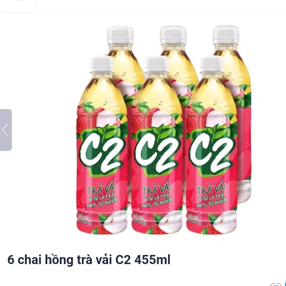 LỐC 6 CHAI C2 HỒNG TRÀ VẢI HƯƠNG LÀI ( MẪU MỚI) 455ML hàng date mới