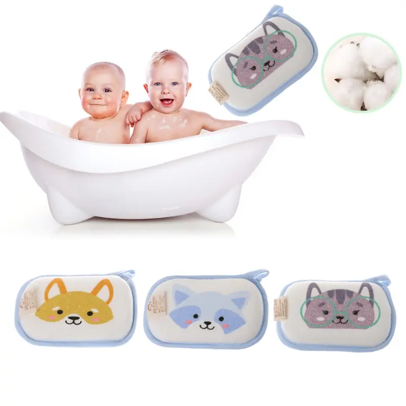 Fujin Type Random Delivery Newborn Baby Towel Accessories Body Sponge for Shower Cotton Rubbing Body Wash Dog/for Cat Pattern