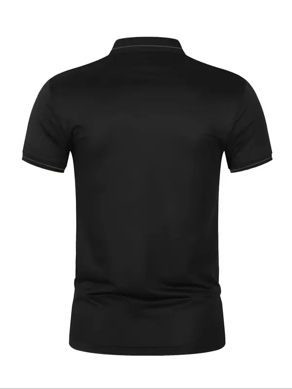Men's Regular Fit Solid Short Sleeve Polo Shirt, Casual Comfy Breathable Collared Top for Summer, Fashion Men's Clothes for Daily Wear, Tropical 5