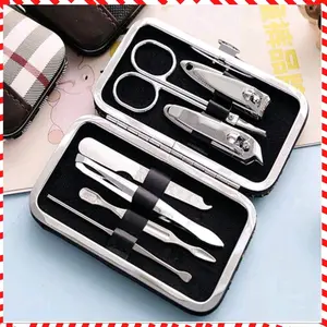Manicure Pedicure Set 7 in 1 Mini Stainless Steel Gunting Kuku Portable Anti Karat Profesional dengan Dompet Exclusive & Panduan Penggunaan Kualitas Salon Pro