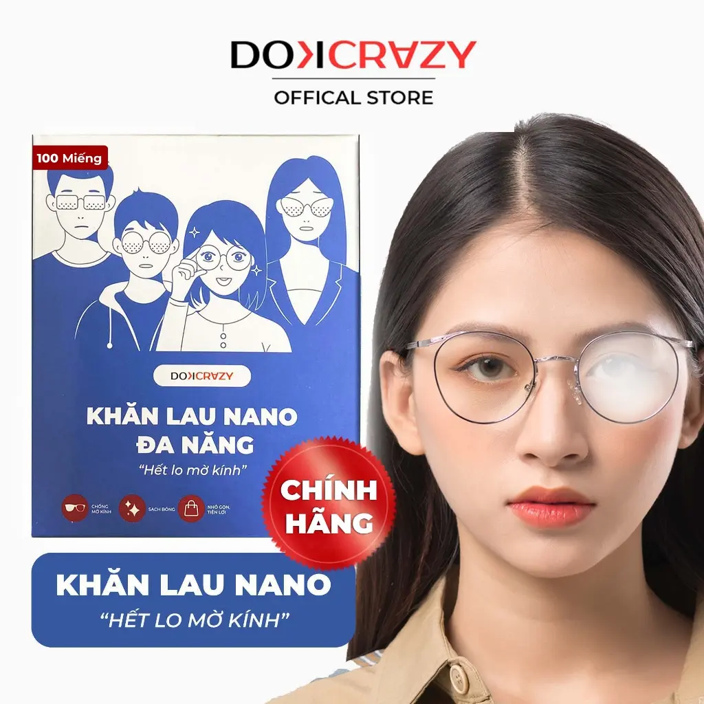 [CHÍNH HÃNG] Khăn lau kính NANO chuyên dụng DOKCRAZY chống bám hơi nước đi mưa, đeo khẩu trang