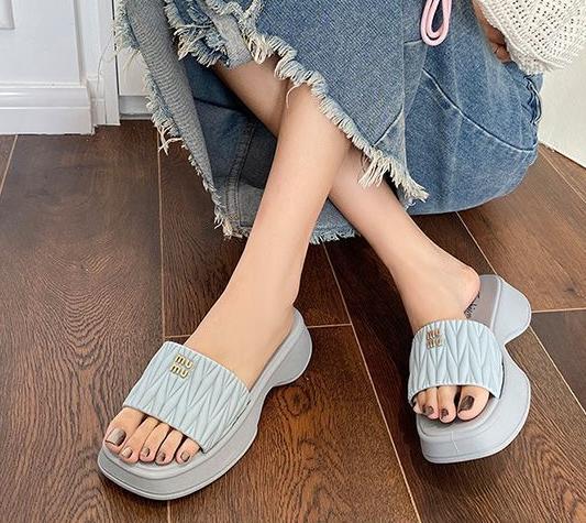 [VIDEO CẬN CHẤT]  dép đế cao 4cm cai su non nguyên khối đi nhẹ cực êm chân Nữ Shoes Cao Su ( còn xanh ạ ) 3