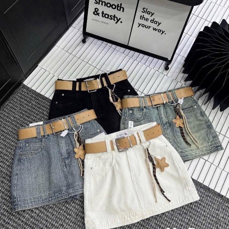  TATTA Jeans| #6087 Chân Váy Bò Ngắn dáng ôm 4 màu kèm đai charm hàng QCCC hottrend Women Nữ Top 