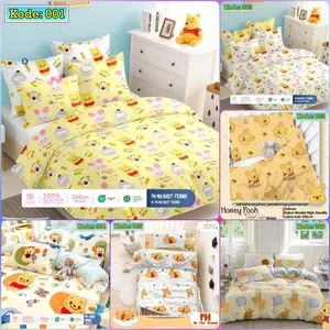 COD Sprei Set Gratis Anti Geser Katun CVC Sprei jadi Motif PH, Pooh, Winnie The Pooh All Size