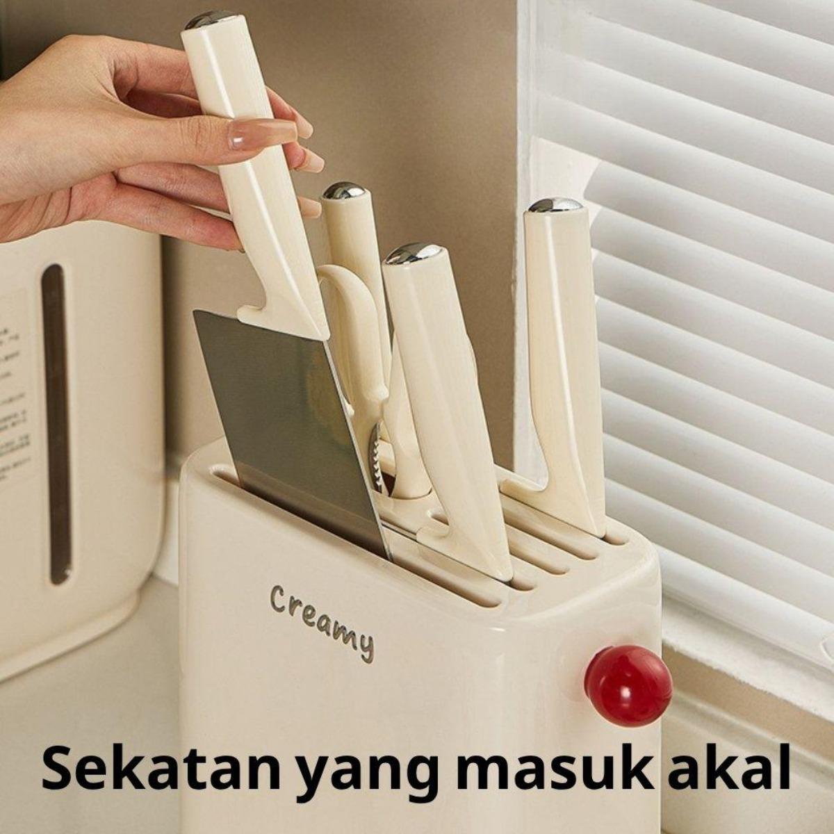 Peralatan Penyimpanan Kreatif Dapur: Rak Pisau Multifungsi & Gunting, Organizer Meja Antirayap, Tempat Rak Pisau Serbaguna, Tempat Penyimpanan Gadget Dapur, Rak Pisau Berventilasi untuk Kesehatan, Aksesori Dapur Modern untuk Kegunaan Praktis