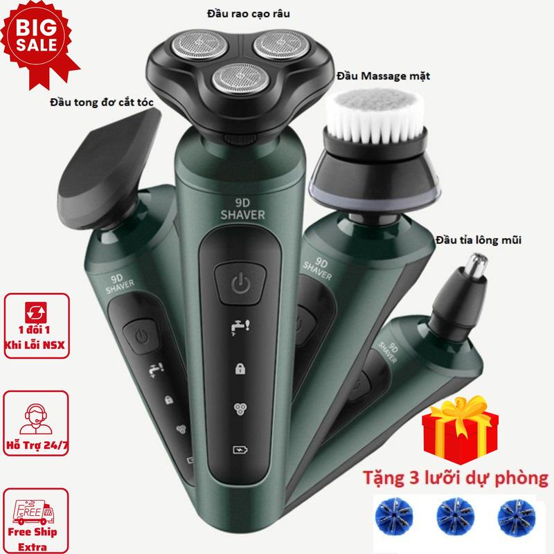 Máy cạo râu nam đa năng 9D Shaver  4 trong 1 - Tặng thêm 3 lưỡi dự phòng thay thế - Bảo hành 12 tháng (Loại 4 in1) Vietnam Electric Shavers