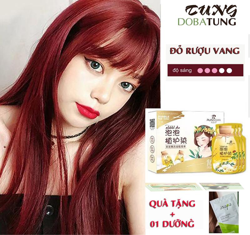 DẦU GỘI NHUỘM ĐỎ RƯỢU VANG [Hộp 10 Gói 30ml] Dầu Gội Nhuộm Tóc, Dầu Gội Phủ Bạc, Không Gây Kích Ứng, Đen Tự Nhiên, Chỉ Nhuộm Tóc, Không Nhuôm Da Đổi Màu Tóc Nữ Sản phẩm đơn Multicoloured phấn thuốc  nhuộm  nhuộm thuốc nhuộm tóc nâu lạnh dầu  gội  phủ  bạc