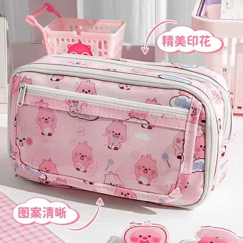 Hộp đựng bút Hello Kitty, Loopy hồng, Capybara dung tích lớn nhiều ngăn, túi bút đa năng, thiết kế dễ thương phù hợp cho học sinh sinh viên 8