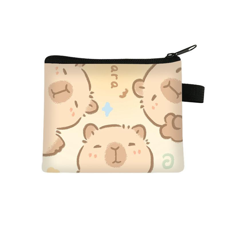 2024 Capibala coin purse, children's student printed polyester card bag, simple and fashionable headphone bag, storage bag 0