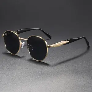 Kacamata Hitam Korea Oval Retro Wanita Pria Logam Bingkai Kecil Y2K Fashion