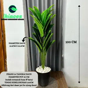 DAUN PISANG PLASTIK JUMBO 1 METER 24 DAUN DEKORASI BUNGA SUDUT RUMAH BUNGA HIAS PLASTIK MURAH