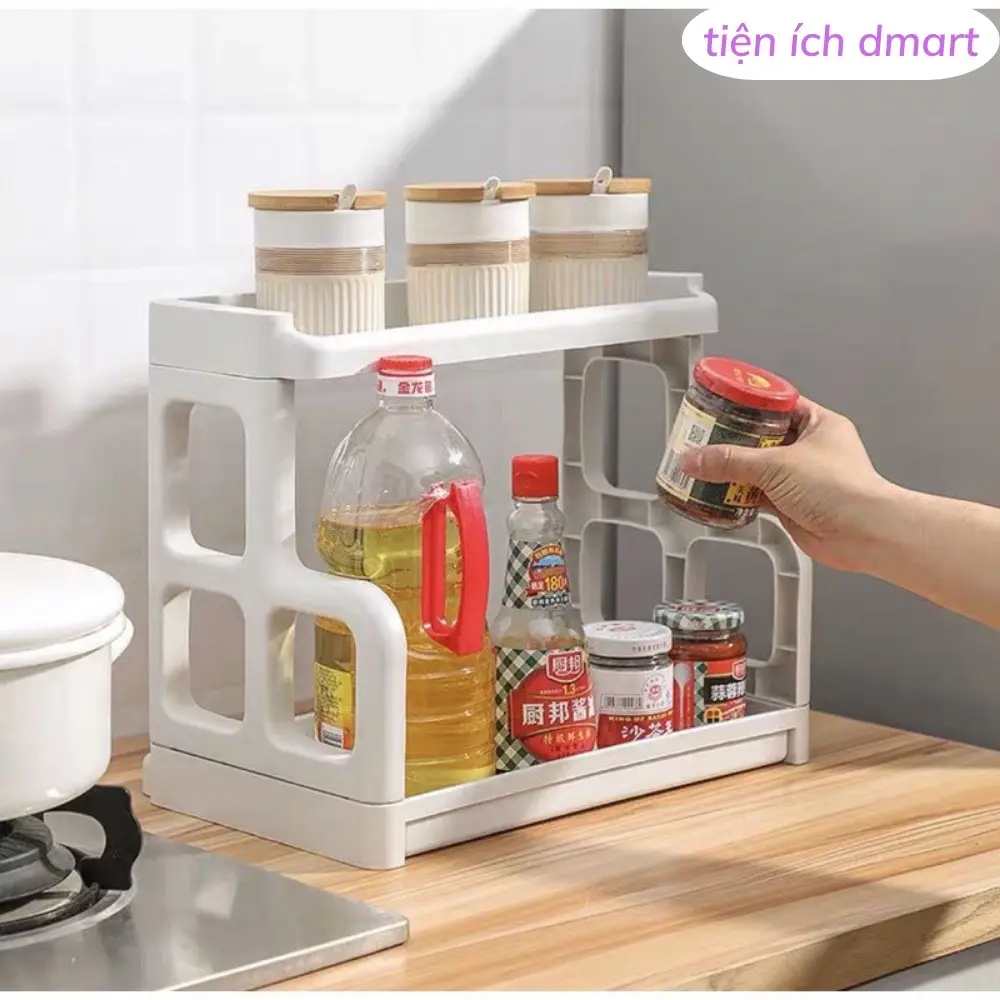Kệ gia vị đa năng 2 tầng nhựa Gia Long, để phòng bếp, phòng tắm