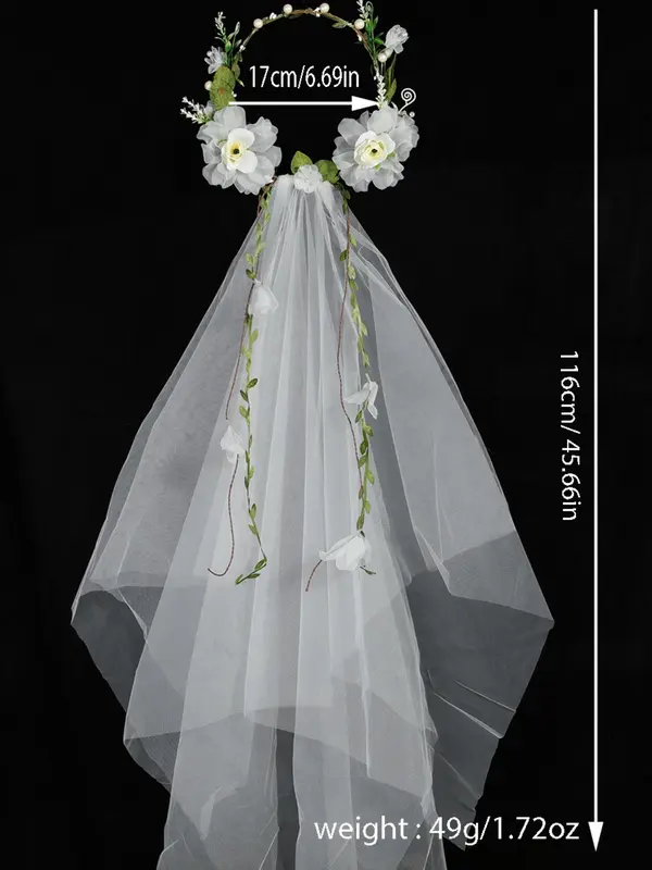 Women's Cute Flower Decor Veil, Elegant Bridal Headwear for Wedding Party Formal Occasions, Fashion Hair Accessories for Women & Girls 1