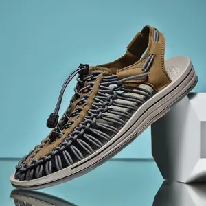 Prelesty Sandal Gunung Pria Hiking Mendaki Sepatu Kulit Asli Cowok Dewasa Sandal Outdoor Trekking Handmade Olahraga Keren 033