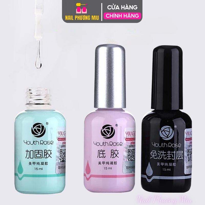 Loại Rẻ Cho Học Viên Base Top Hoa Hồng Youth Rose 15ml Sơn Gel Liên Kết Top Phủ Bóng Cứng Móng Làm Nail Chuyên Dụng