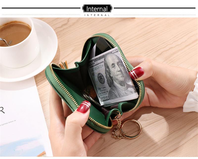 Product Introduction of Fashion heart-shaped female purse PU leather tassel mini clutch keychain coin purse 6