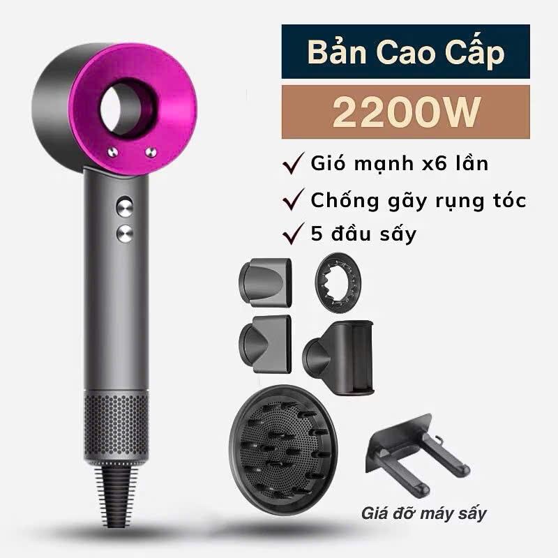 Máy sấy tóc Ion âm 2 chiều nóng lạnh, máy sấy không cánh quạt 3 tốc độ công suất 2200W 0