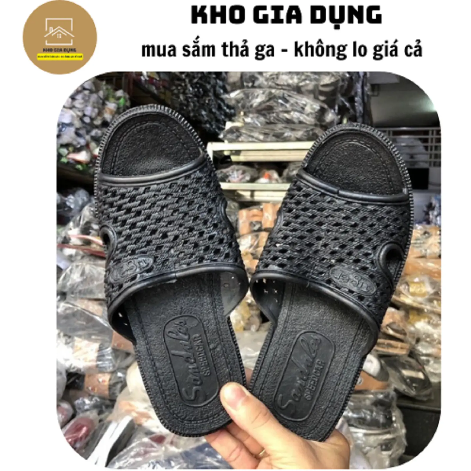 [SALE SỐC CUỐI NĂM] Dép Tổ Ong Đen Đi Trong Nhà, Trong Sân Vườn Chống Trơn Trượt 88300 Slipper Nam DéP