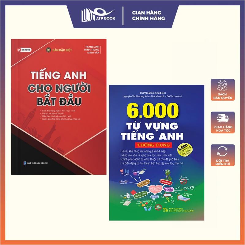 Combo Sách Tiếng Anh Cho Người Bắt Đầu + 6000 Từ Vựng Tiếng Anh Thông Dụng (TÙY CHỌN)