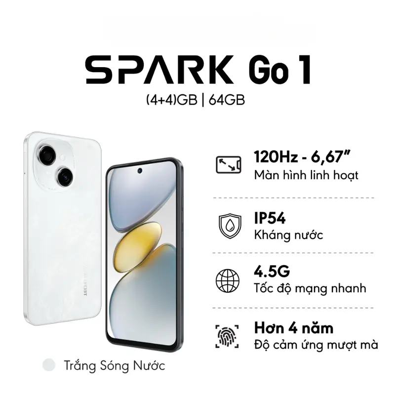 Điện thoại Tecno Spark Go 1 (4+4)GB/64GB - Unisoc T615 | 5000mAh | Sạc nhanh 15W | Hàng chính hãng 2