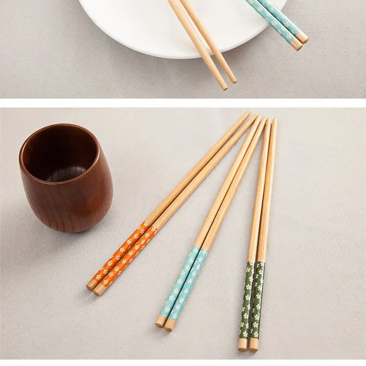Sumpit Kayu Motif Bunga / Sumpit Kayu / Sumpit Kayu Bambu Motif Hiasan Bunga / Sumpit Makan Food Grade Plastik 5