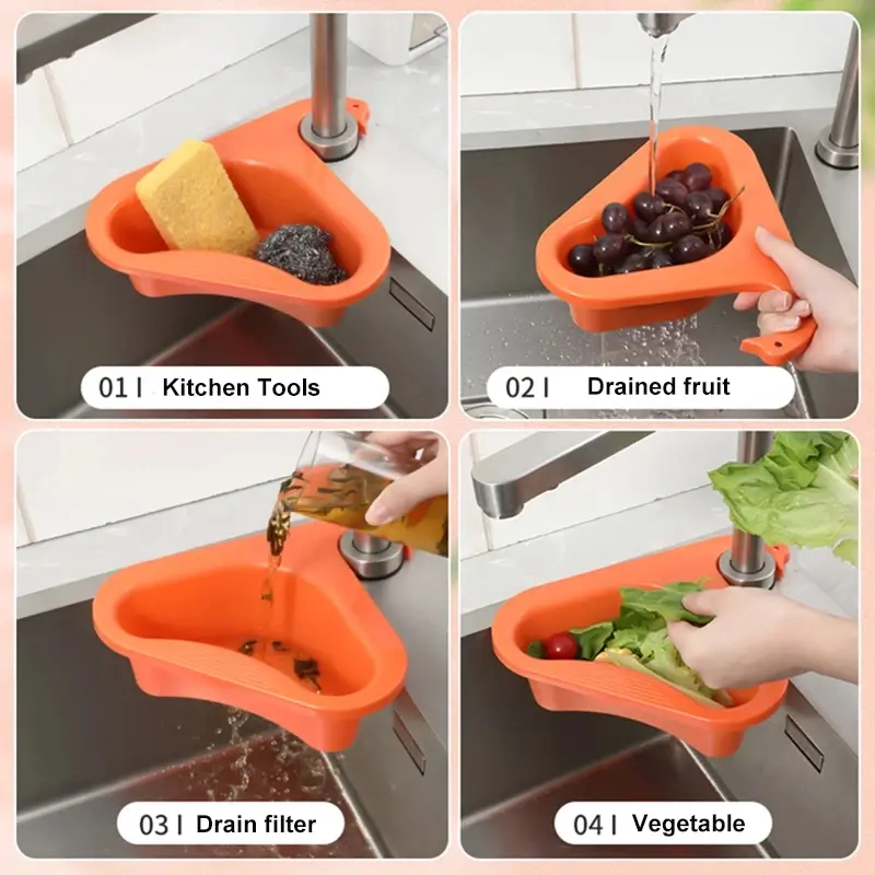 Bộ lọc bồn rửa nhà bếp còn sót lại, giỏ thoát nước thiên nga, chất thải trái cây và rau quả, bộ lọc đa chức năng, miếng bọt biển, bộ đồ ăn, giỏ đựng đồ 4