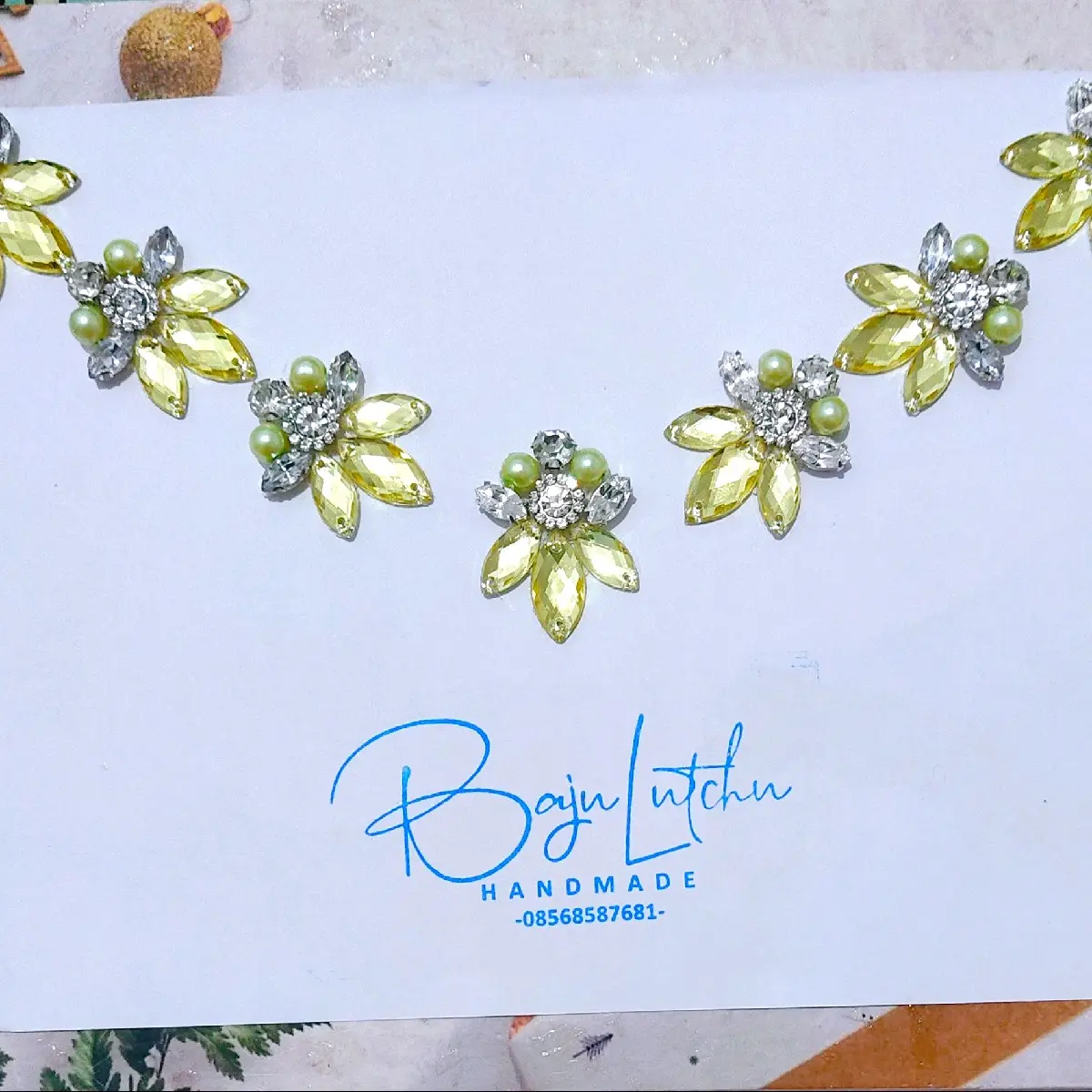 Payet rangkai hijau kuning lime lemon leher pinggang