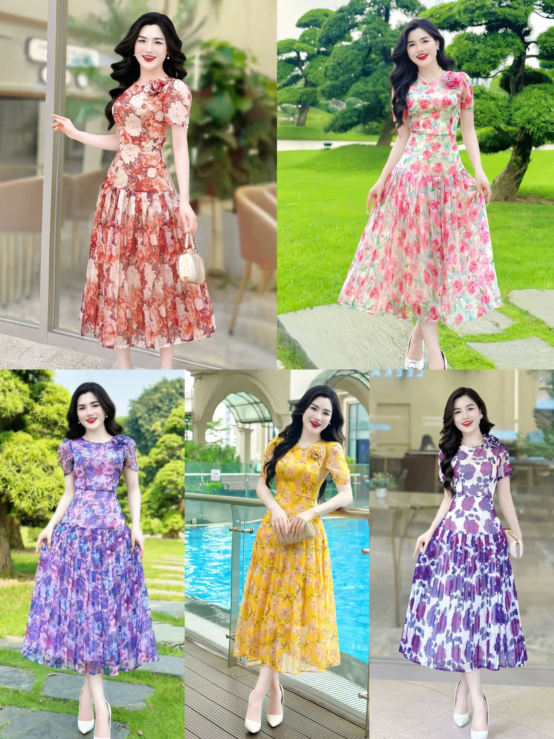 [MIỄN SHIP] BST MDU4003 Váy Tơ Hàn 2 Lớp - Thiết Kế Dáng Xòe Thanh Lịch Dành Cho Nữ Women Dress