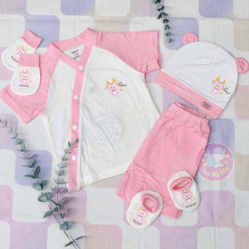 Bộ Cộc Tay In Hình Rồng Kèm Mũ Bao Tay Chân Cho Bé sơ sinh